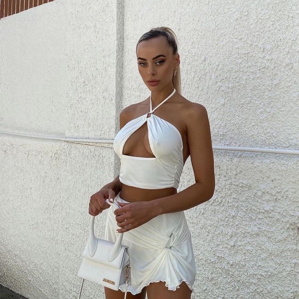 I Am Gia White Halter Top and Skirt Set